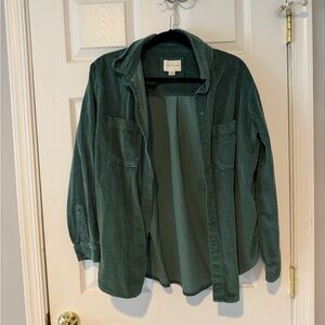 Forest Green Corduroy Button-Up Shacket